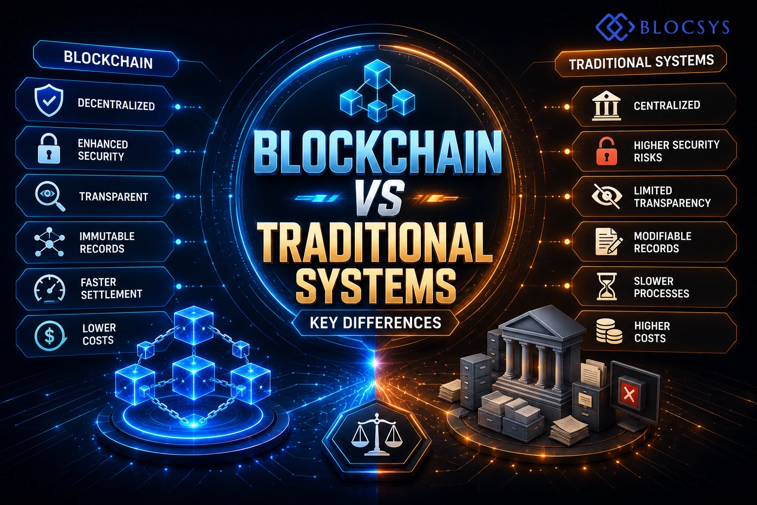 Blockchain vs Traditional Systems Key Differences Blocsys