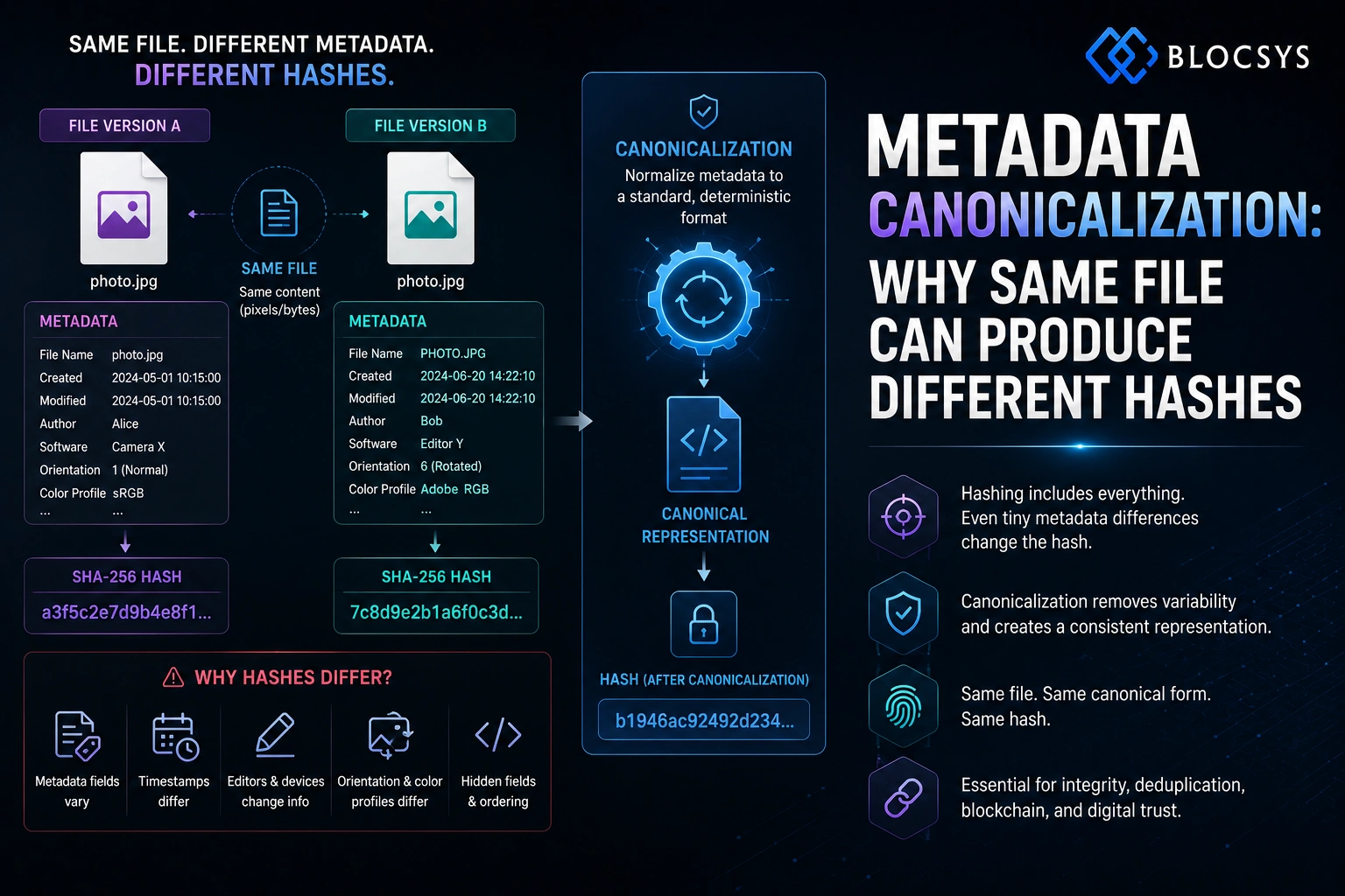 Metadata Canonicalization Why Files Produce Different Hash